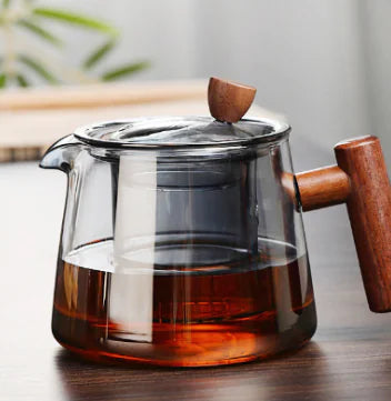 Crystal Clear Teapot with Wooden Handle (Single Piece)