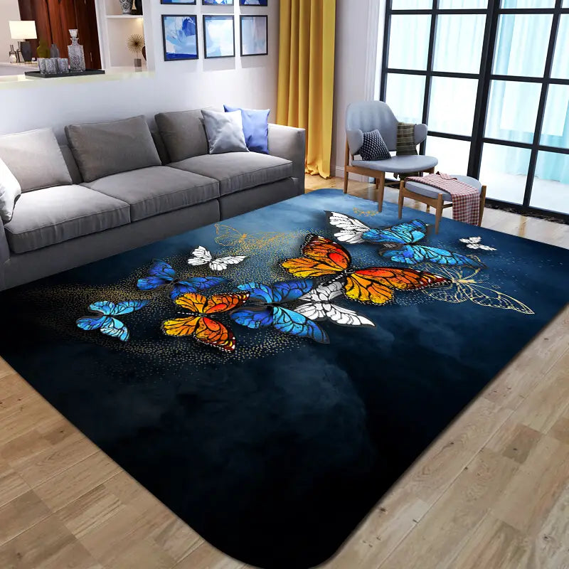 Non-Slip Butterfly Print Rug –