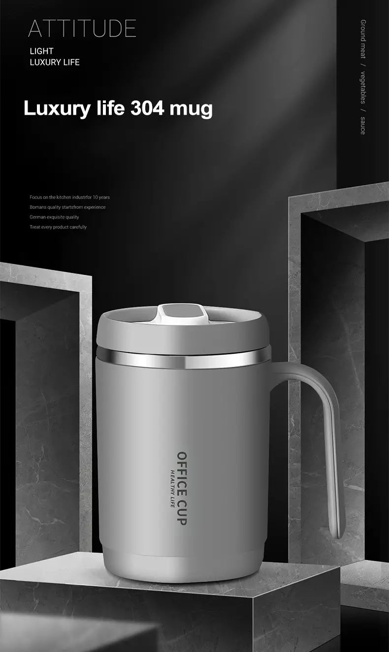 Insulated Coffee Mug with Lid - Portable Practical Gift