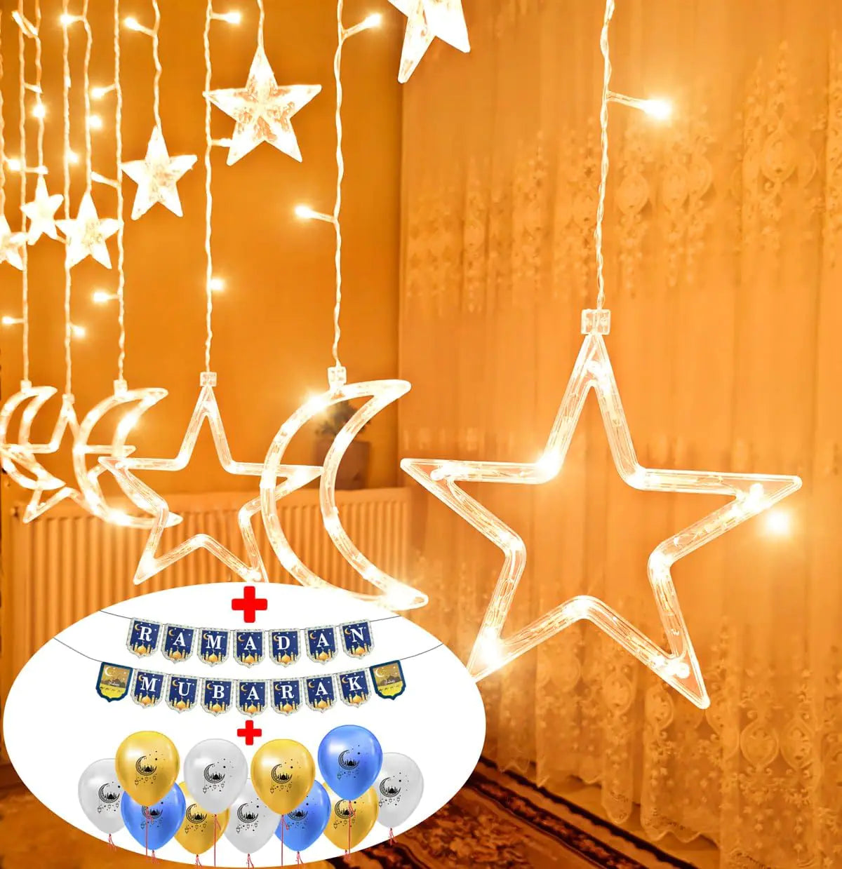 Ramadan Crescent & Star LED String Lights – Ramadan Mubarak Home Decor