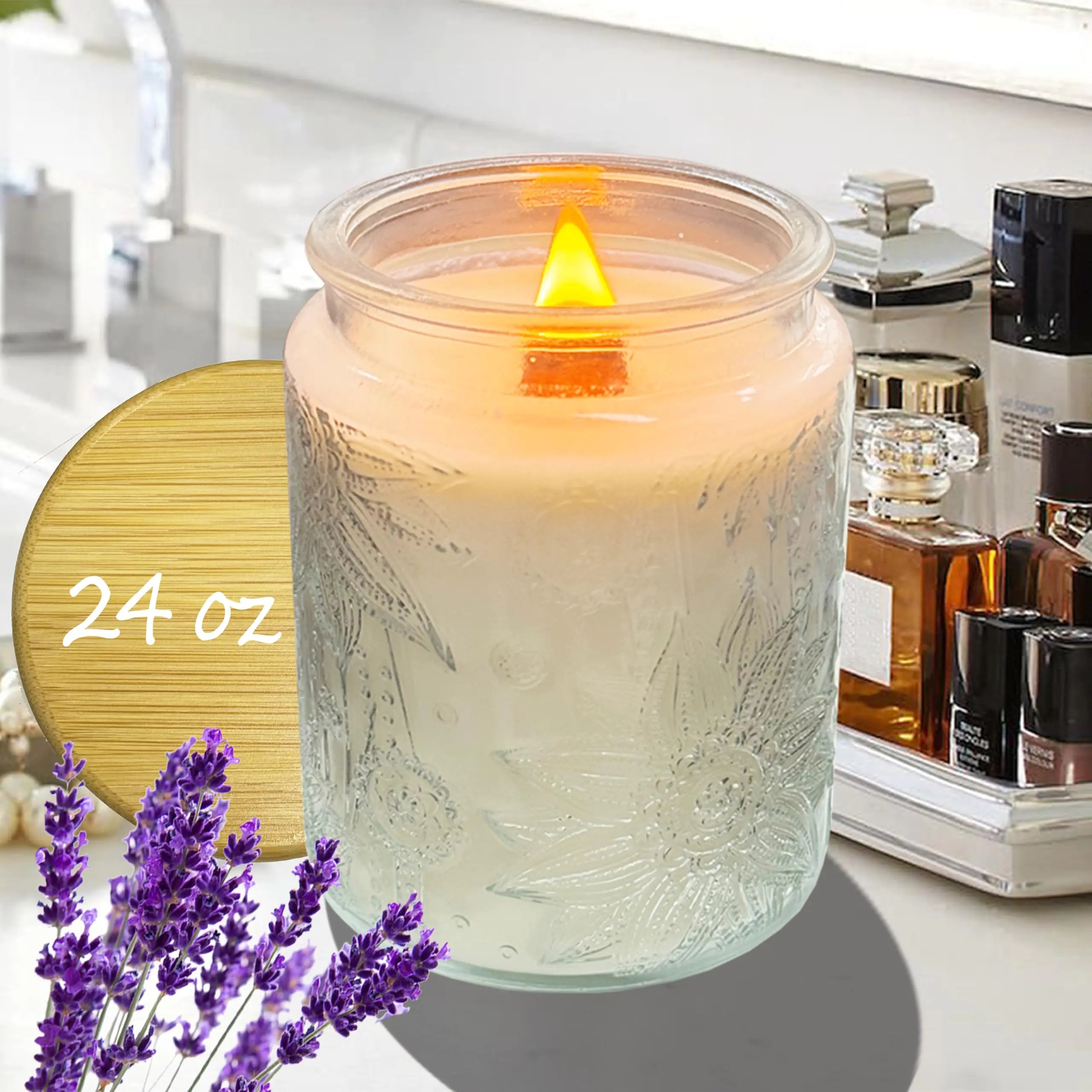 Veiuwa 24 Oz Large Lavender Scented Candle