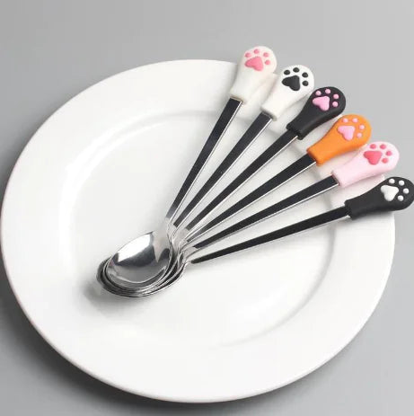 Stainless Steel Coffee Spoon & Silicone Cat Paw Spoon