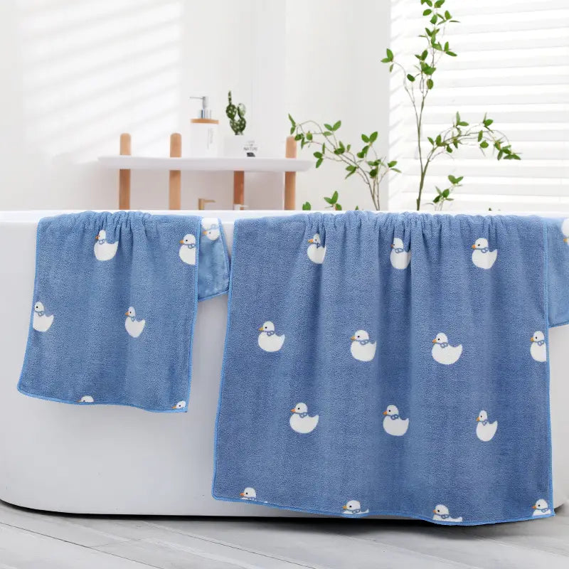 2pcs Cute Cartoon Duck Cotton Bath Towels for Home