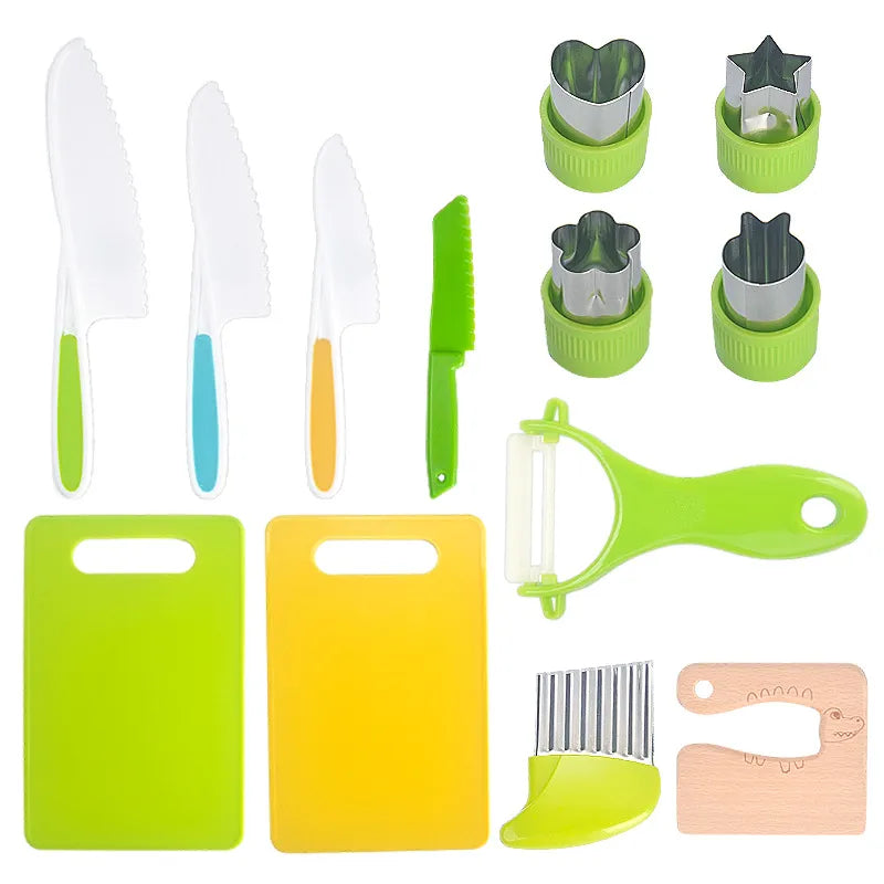 Close-up showing the BPA-free plastic material used in the kitchen tools, ensuring safety for children.