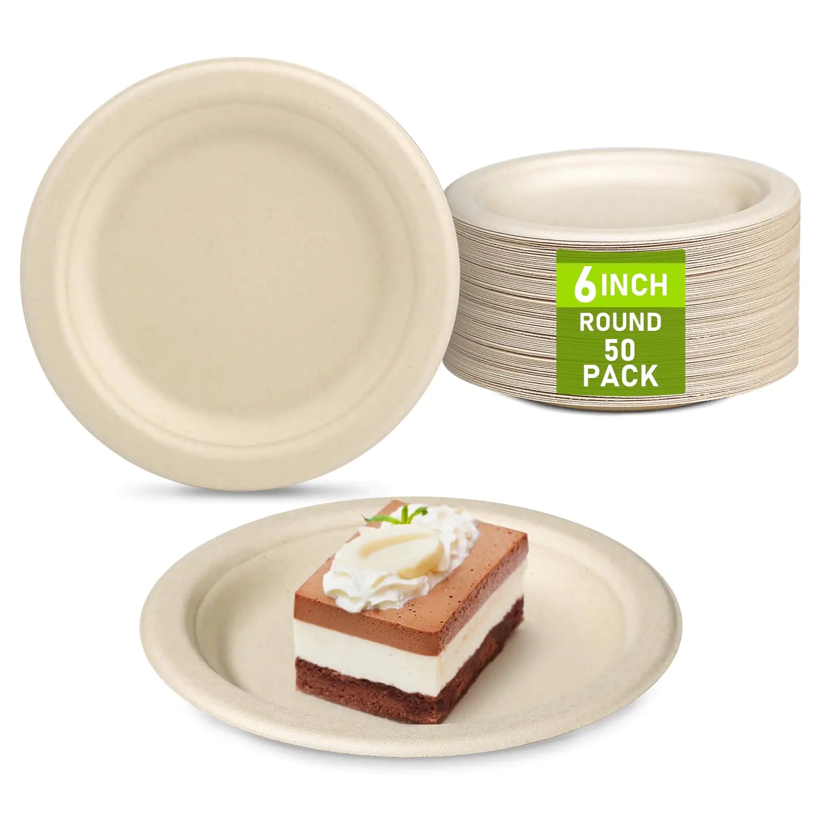EcoServe 6" Dessert Plates - 50 Pack
