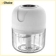 Full view of Electric Garlic Chopper showing its compact design, USB charging port, and easy-to-use button.

