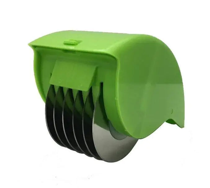 Close-up of the ergonomic, non-slip handle providing better control while slicing.
