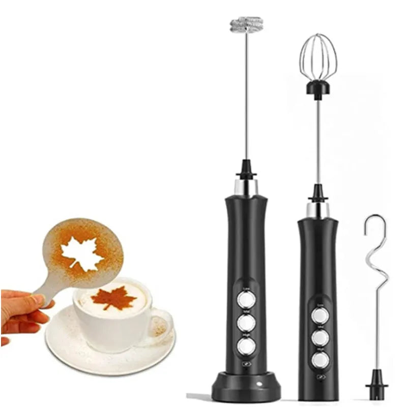 Frothing hot chocolate using the USB rechargeable milk frother, creating a rich, creamy texture.