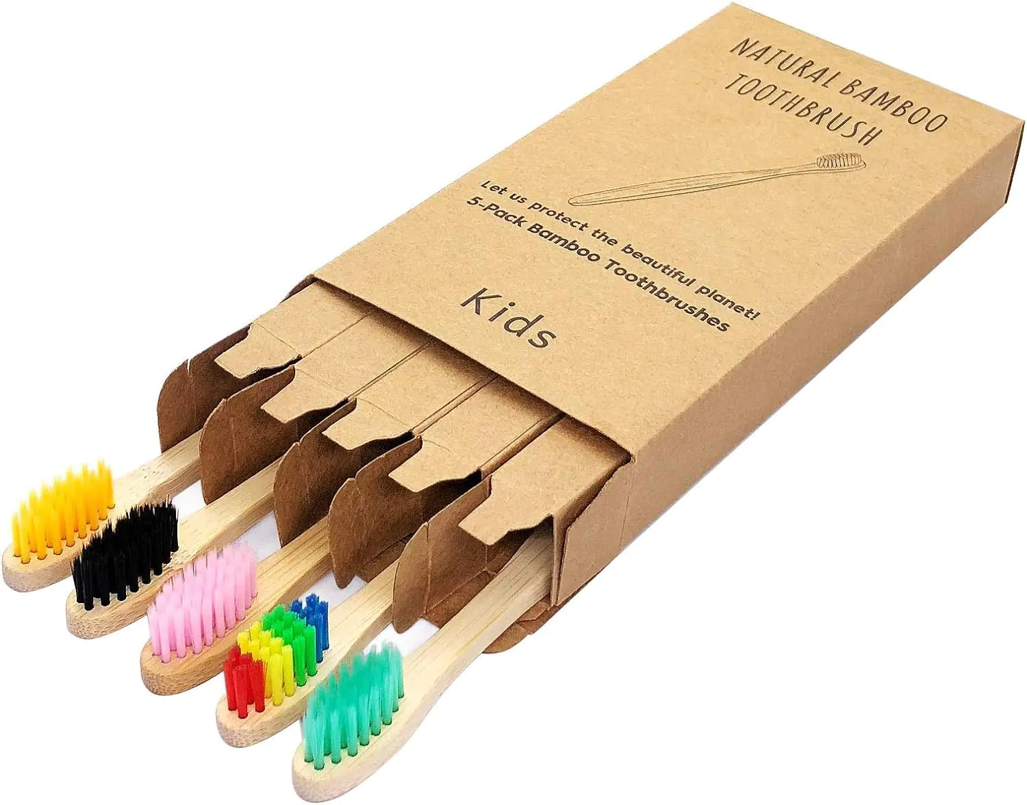 Eco Rainbow Kids Bamboo Toothbrush 5 Pack