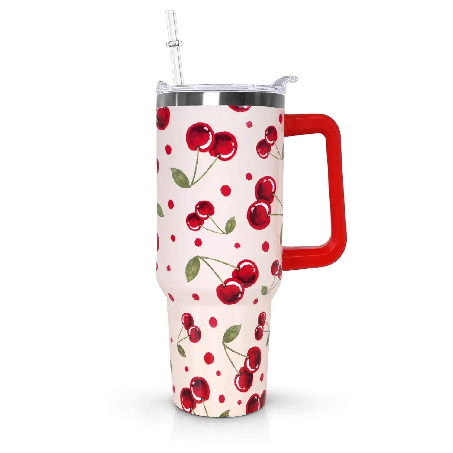 40 Oz Tumbler with Handle and Straw