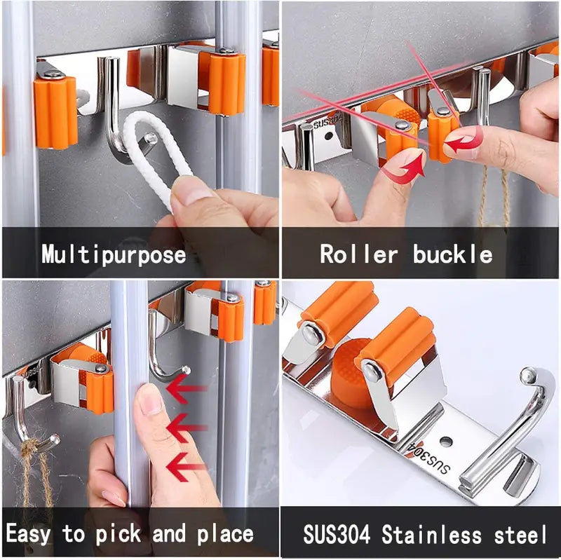 Wall Mounted Broom & Mop Holder