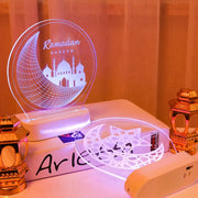 3D Illusion Ramadan Mubarak LED Night Light with Remote – Crescent & Mosque Decor