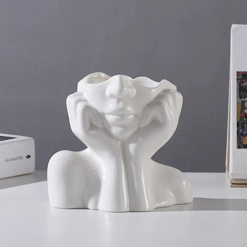 Nordic Creative White Ceramic Body Art Vase Decor
