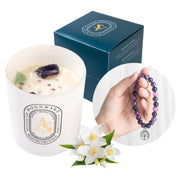 Healing Crystal Candles with Amethyst Bracelet Set