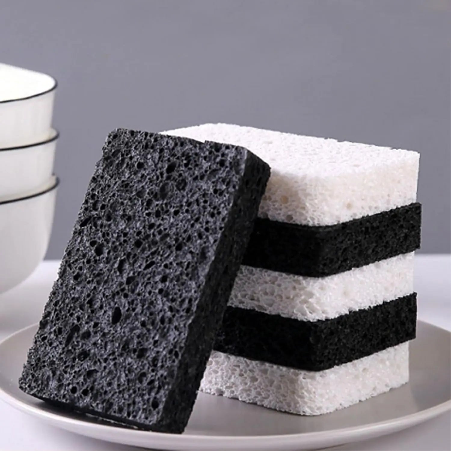 Non-Scratch Dish Sponges – 12 Pack (Black & White)