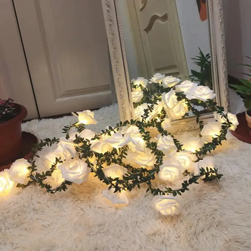 New LED Rose Rattan String Lights for Room Decor