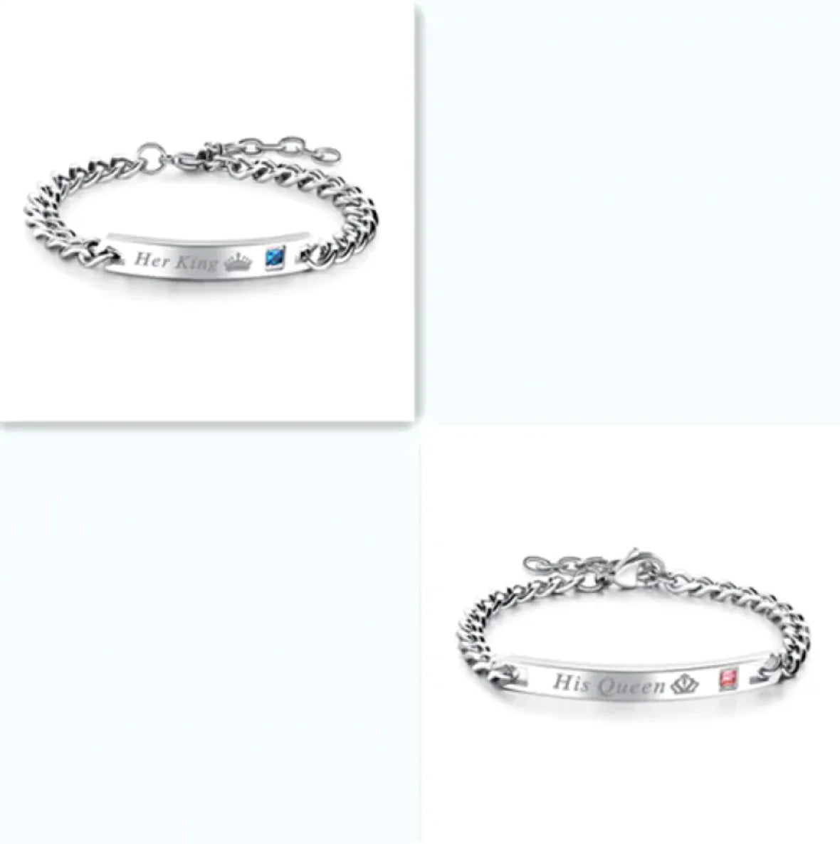 Couples Matching Heart & Crown Bracelets