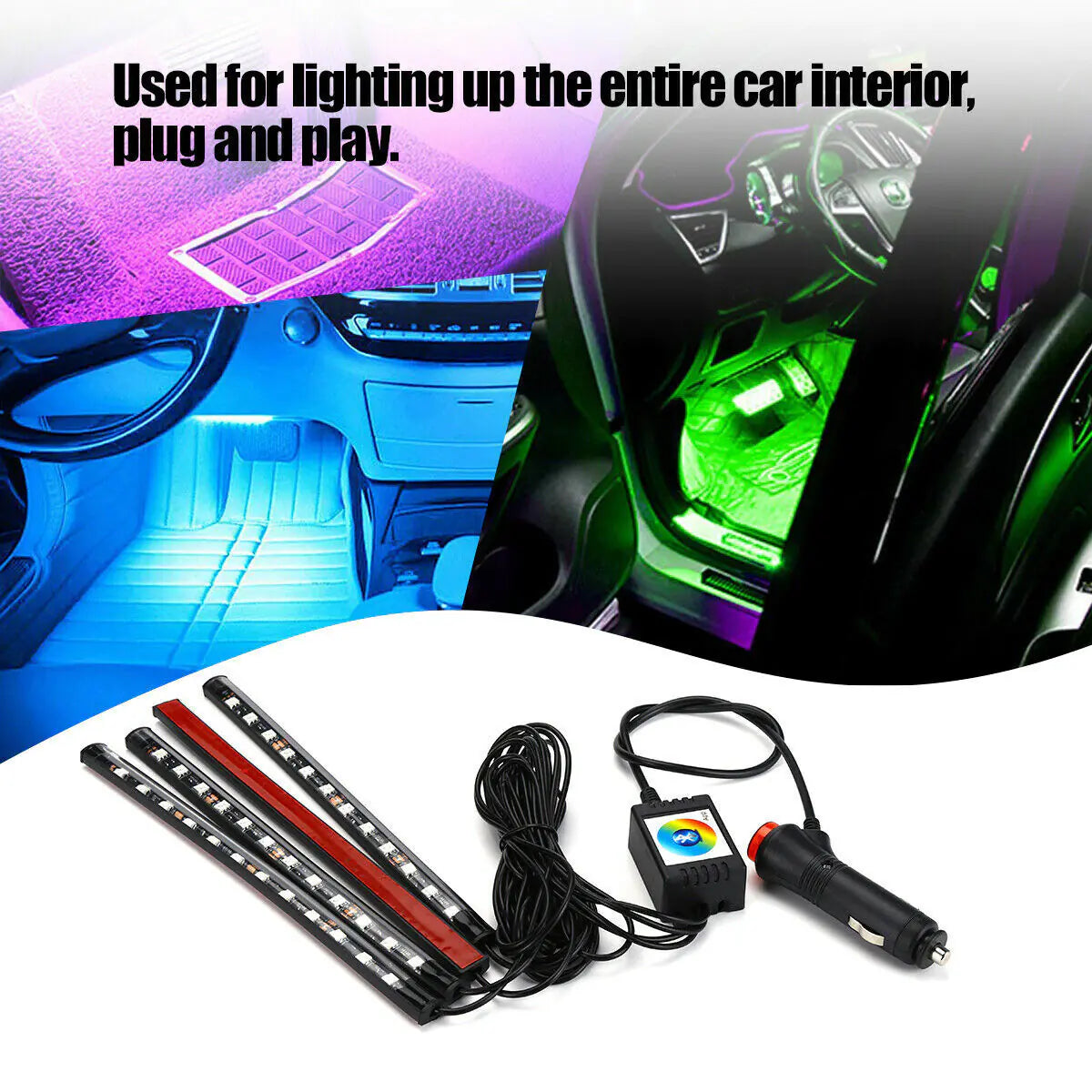 Car Interior LED Strip Lights – Ambient RGB Light Kit for Car Decor