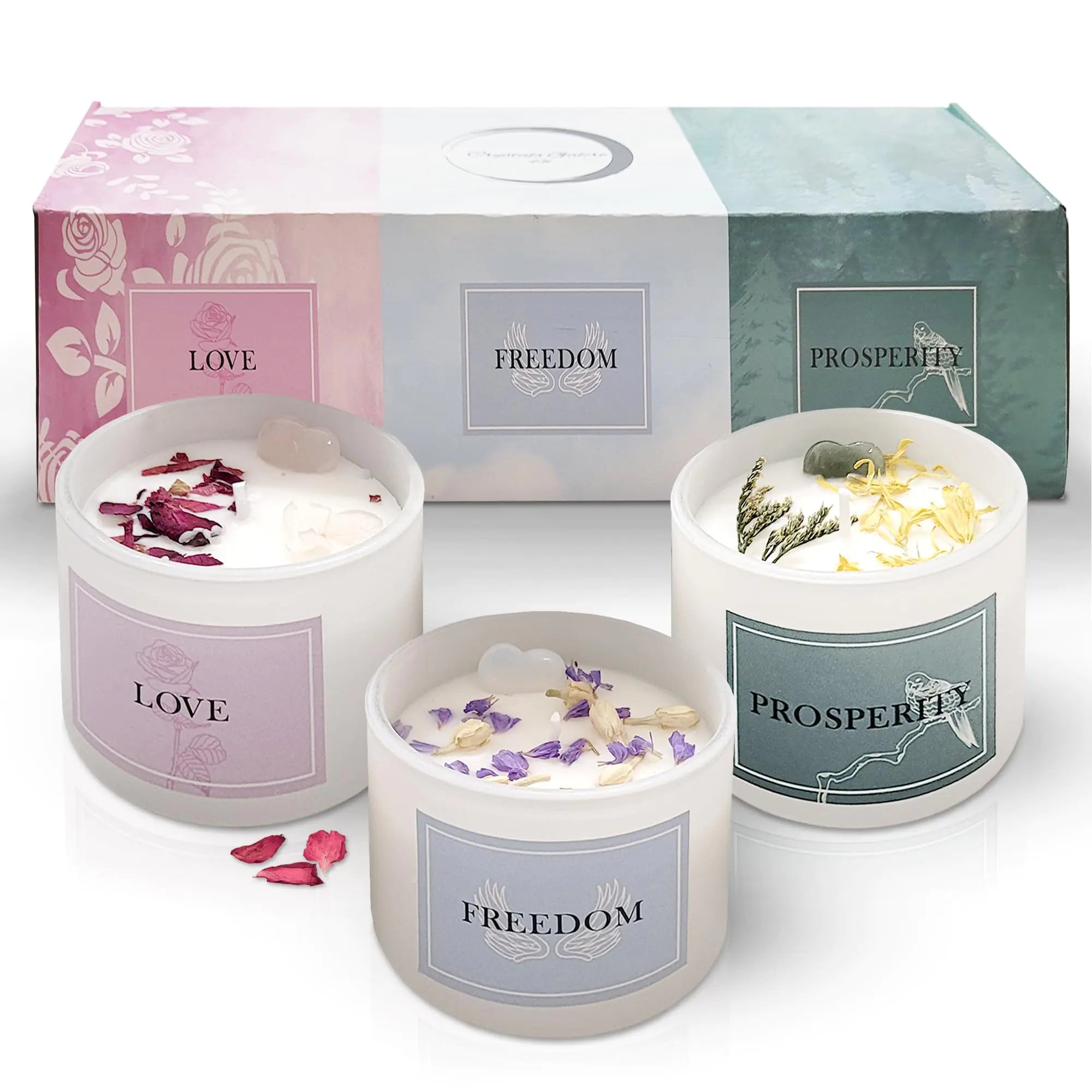 Pack of 3 Premium Scented Crystal Candles