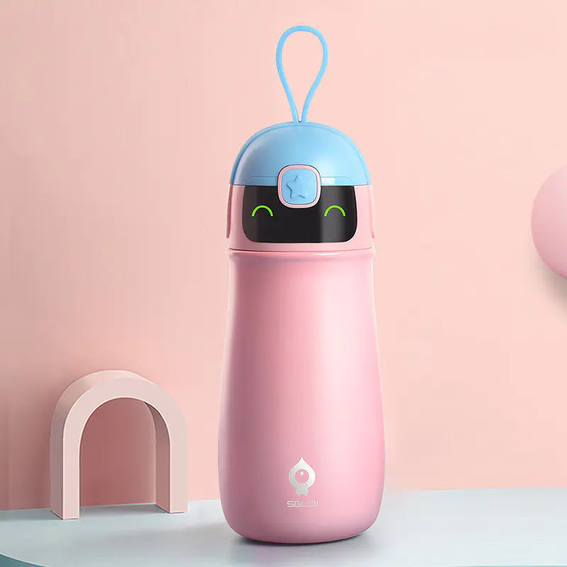 Smart Insulated Kids Water Bottle with Straw and Temp Alert