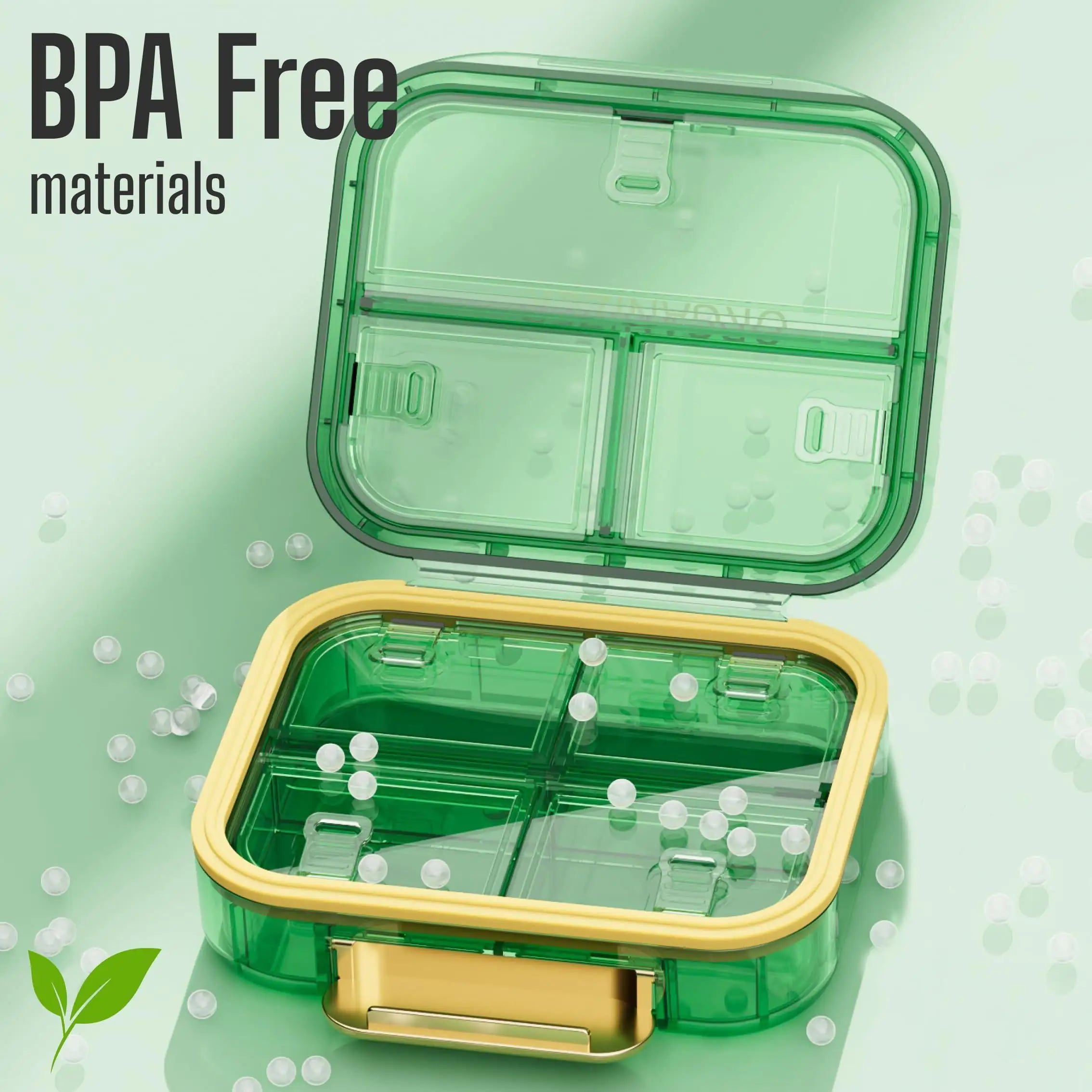 Weekly Pill Organizer – 7 Compartments (Green)
