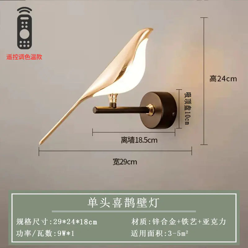 Modern Minimalist Creative Bird Wall Light for Home