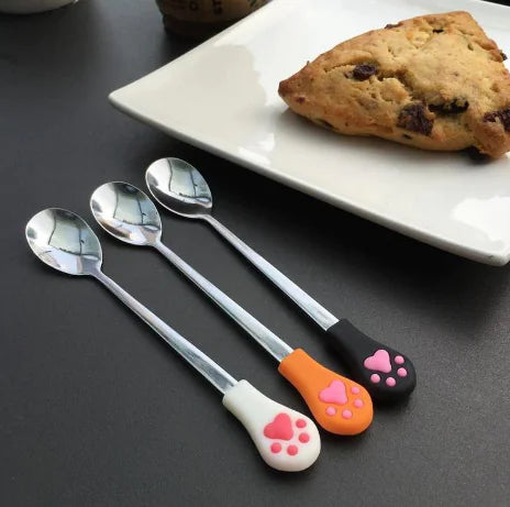 Stainless Steel Coffee Spoon & Silicone Cat Paw Spoon