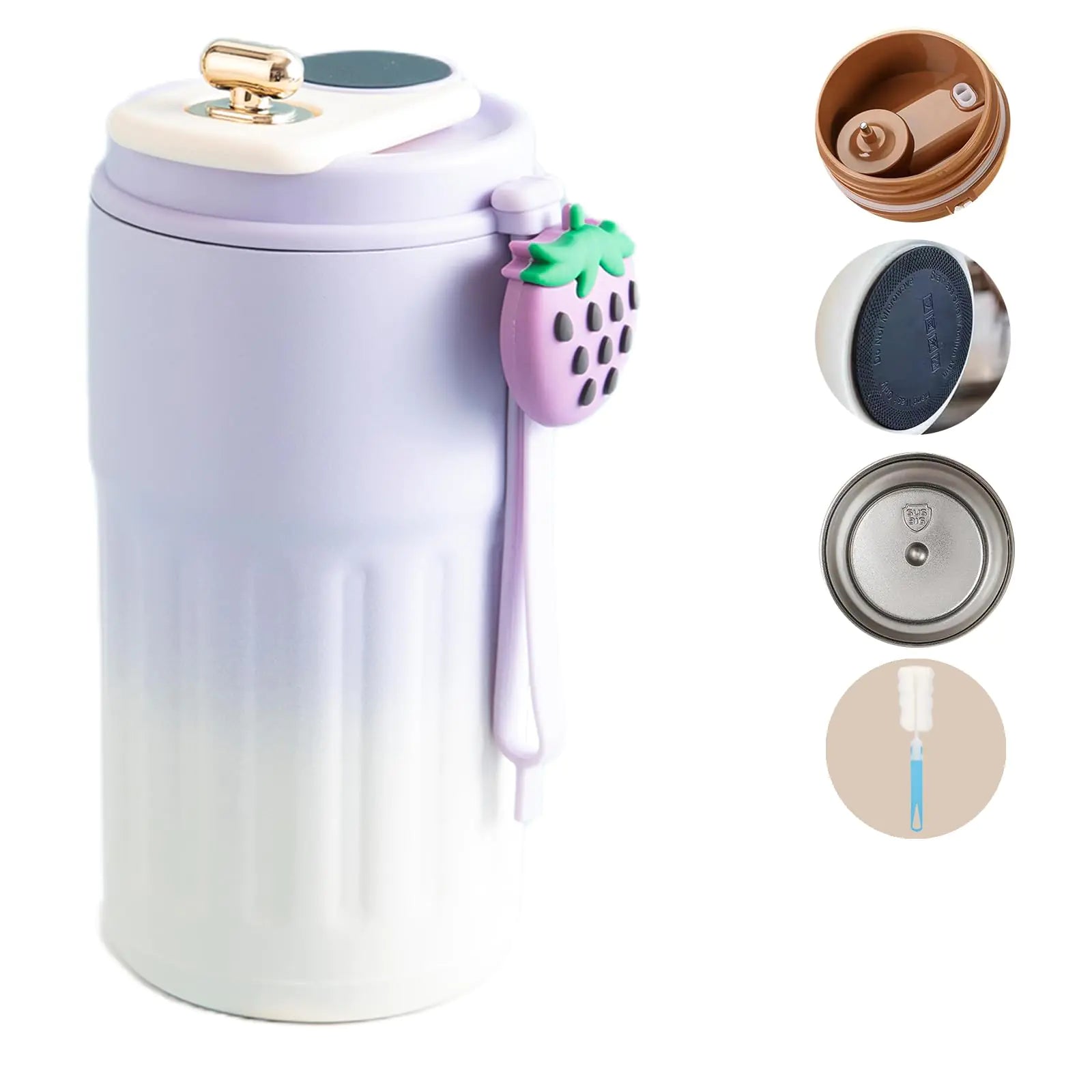 Missdong 14oz Smart Coffee Thermos With Temperature DisplaySmart Cup LedSmart Insulated Travel Coffee Mug -Summer Cold Storage Portable Coffee Thermos Smart for Car(Gradual Purple)