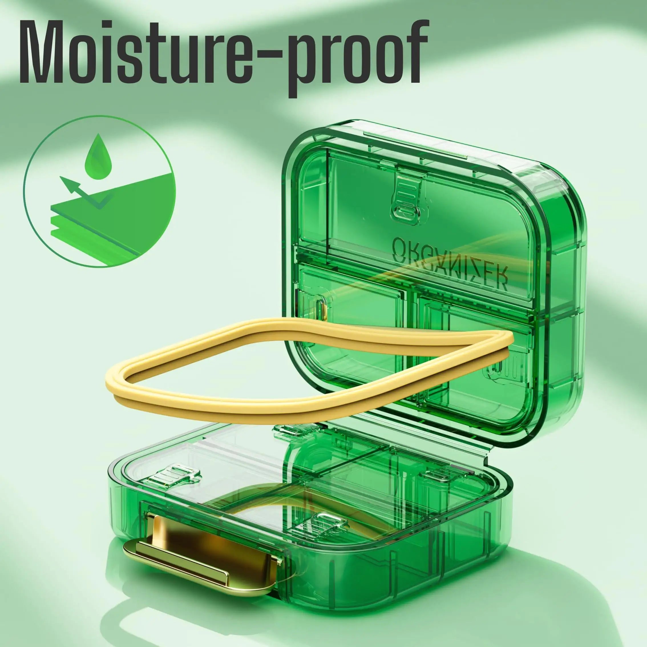 Weekly Pill Organizer – 7 Compartments (Green)