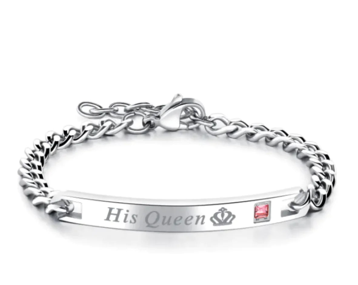 Couples Matching Heart & Crown Bracelets