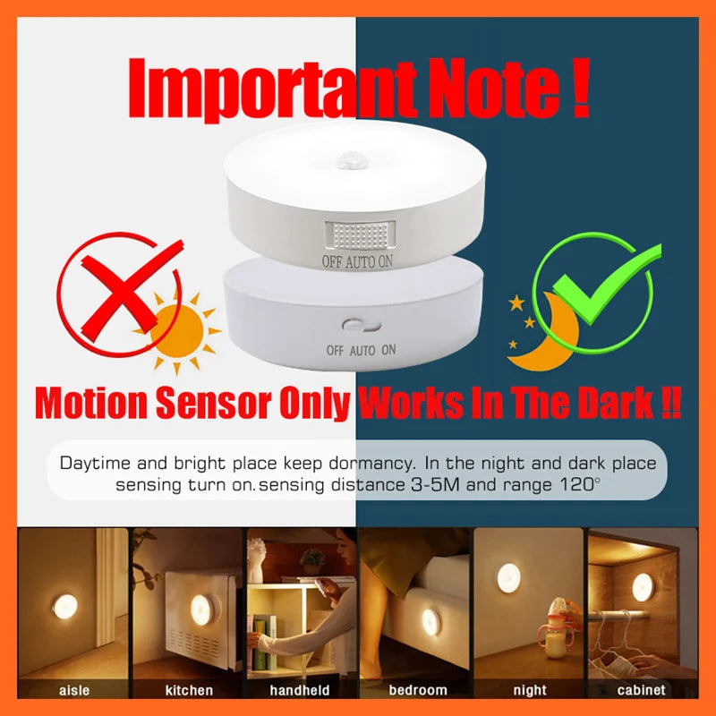 Motion Sensor Night Light – USB Rechargeable LED