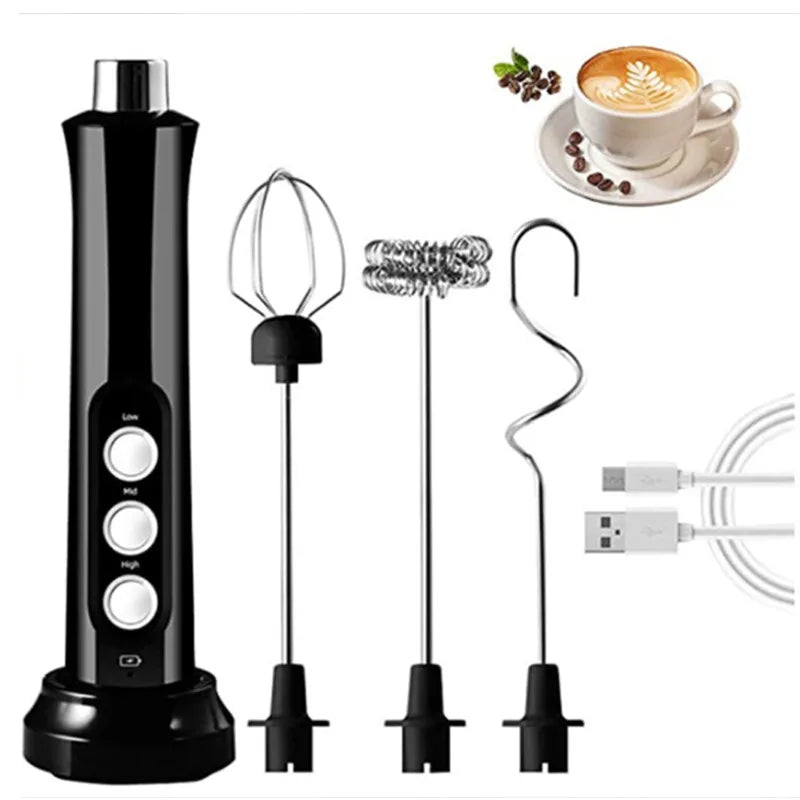 USB Rechargeable Milk Frother – 3-Speed Mixer