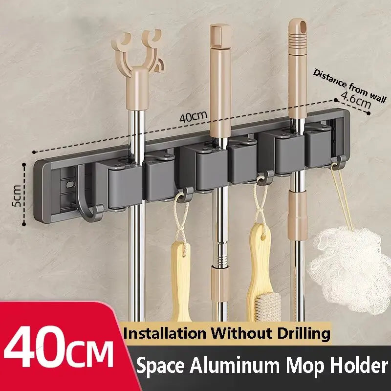 Wall Mounted Mop/Broom Holder Organizer Rack