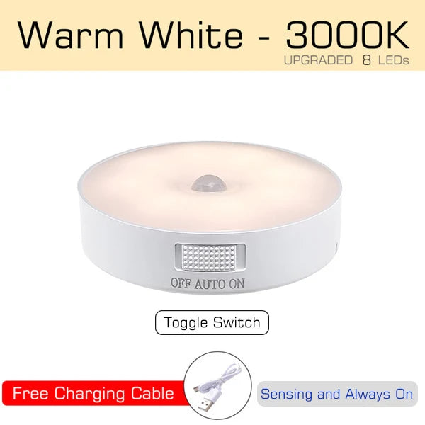 Motion Sensor Night Light – USB Rechargeable LED