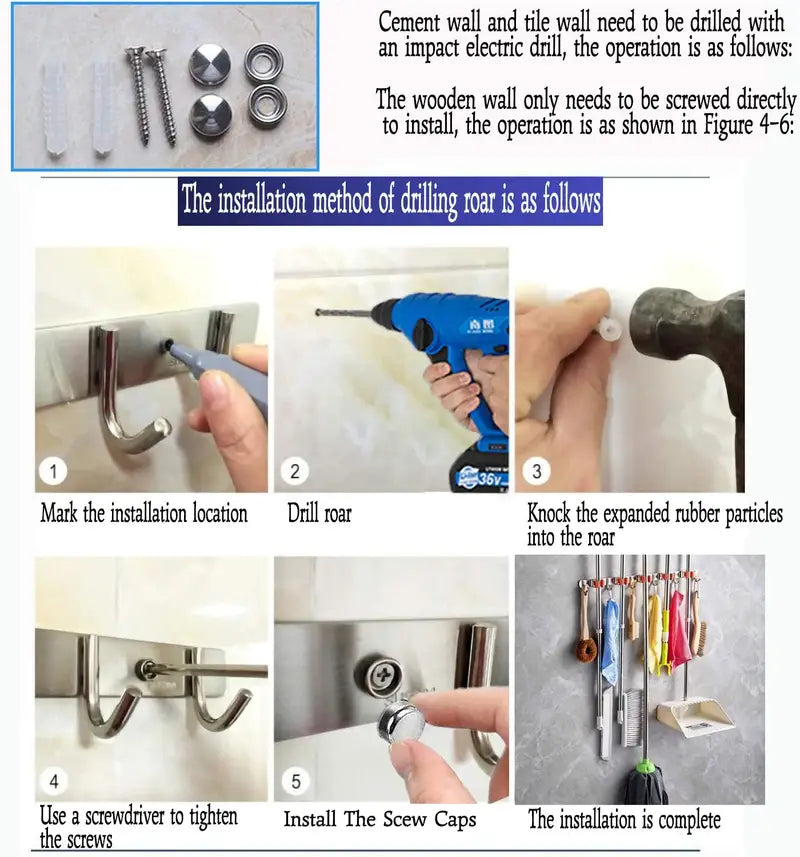 Wall Mounted Broom & Mop Holder