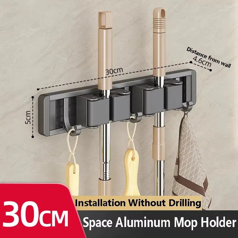 Wall Mounted Mop/Broom Holder Organizer Rack
