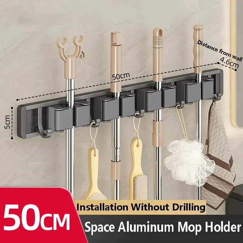 Wall Mounted Mop/Broom Holder Organizer Rack