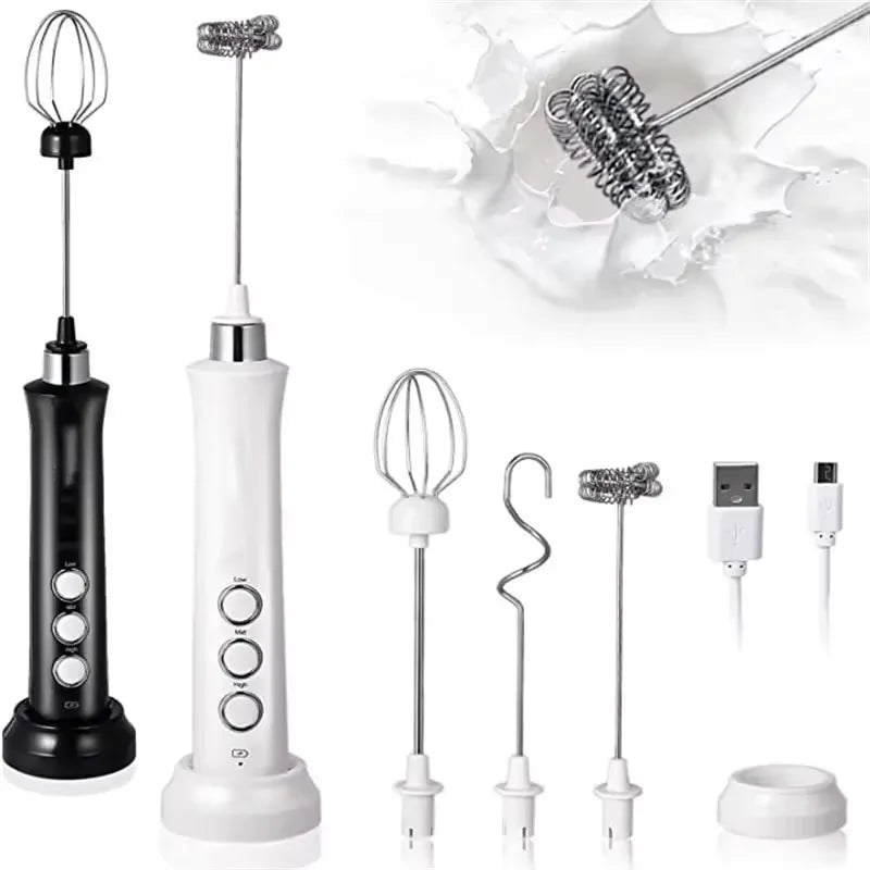 USB Rechargeable Milk Frother – 3-Speed Mixer