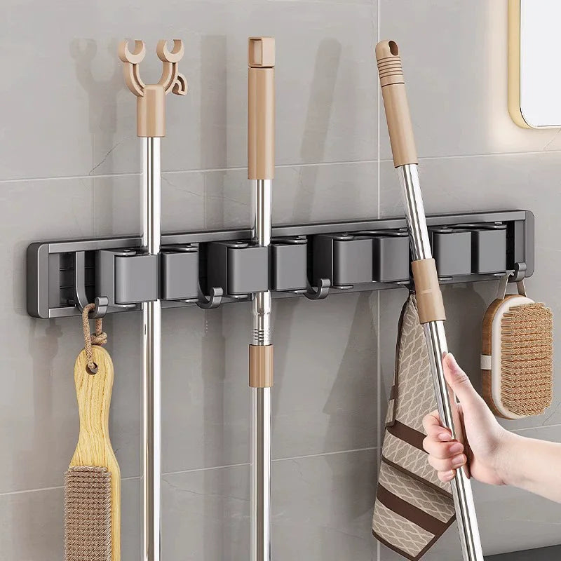 Wall Mounted Mop/Broom Holder Organizer Rack