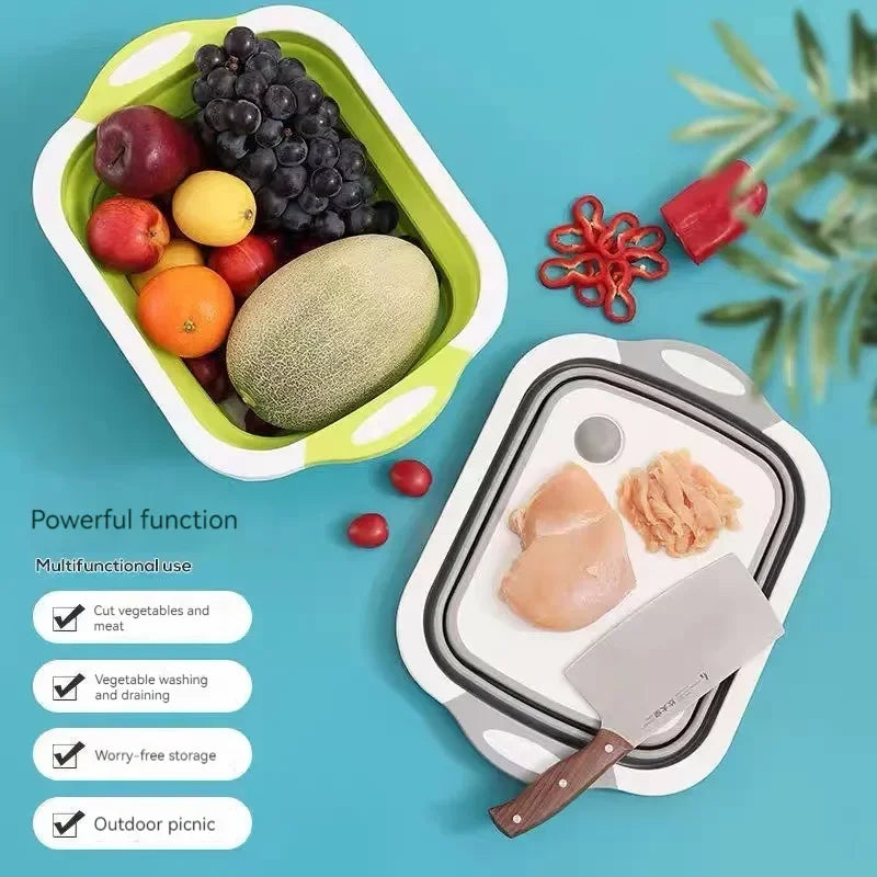 Foldable Cutting Board + Strainer (2-in-1)