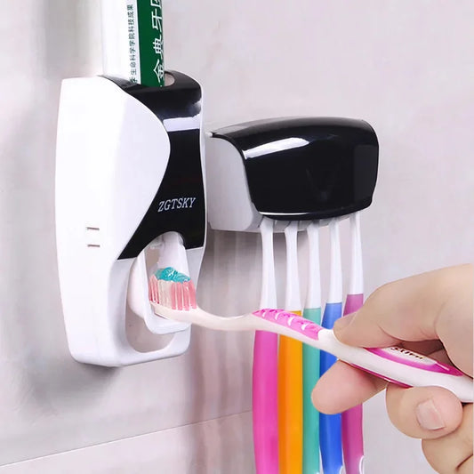 Automatic Toothpaste Dispenser + Toothbrush Holder (Wall Mounted)