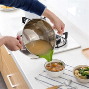 Silicone Spill-Proof Pouring Spout – Full View showing the clip-on design for easy use in the kitchen.
