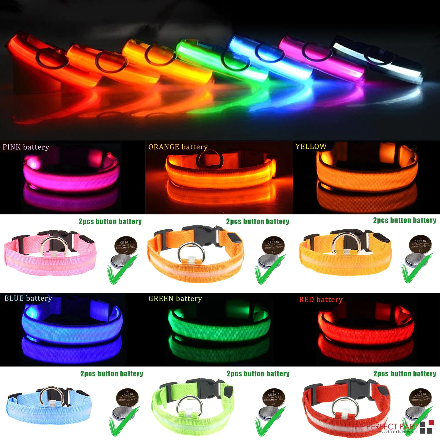 LED Dog Night Safety Collar for Dogs (USB Rechargeable)