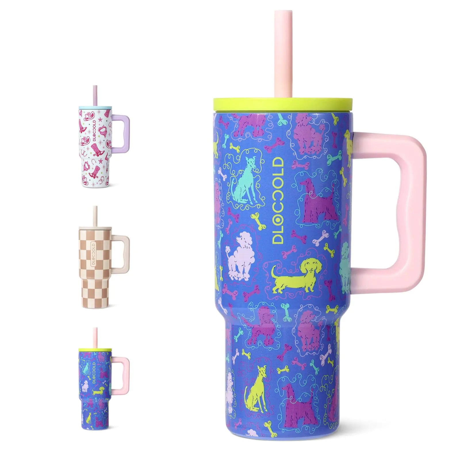 DLOCCOLD Kids 24 oz Tumbler with Handle and Silicone Straw