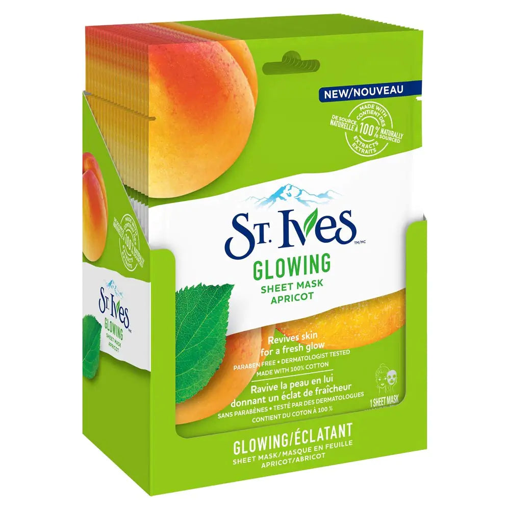 St. Ives Skin Care Sheet Mask Glow Apricot 6 Count