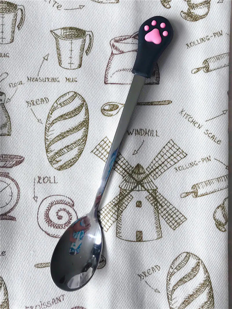 Stainless Steel Coffee Spoon & Silicone Cat Paw Spoon