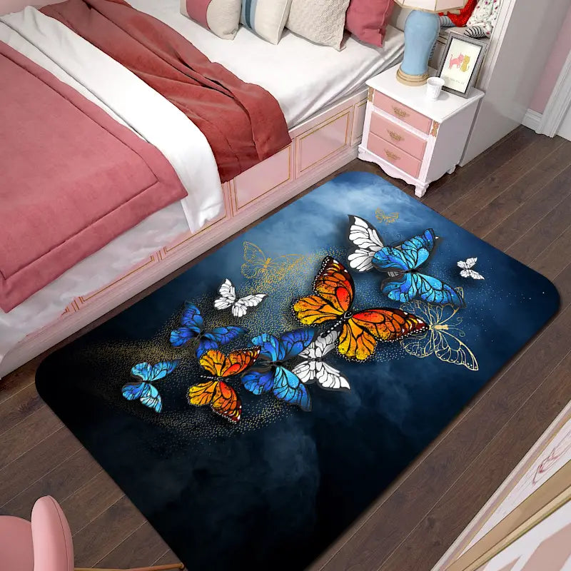 Non-Slip Butterfly Print Rug –