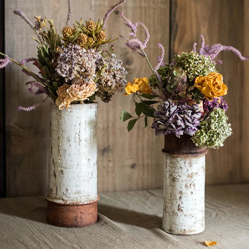 Retro Geometric Ceramic Vase for Decorative Arrangements