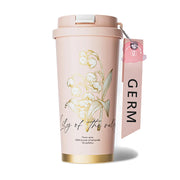GERM Coffee travel mug with Lid and Straw 丨20 oz Vacuum-Insulated Stainless Steel BottleLeak-Proof Lid for Hot/Coldportable coffee cup(Pink)