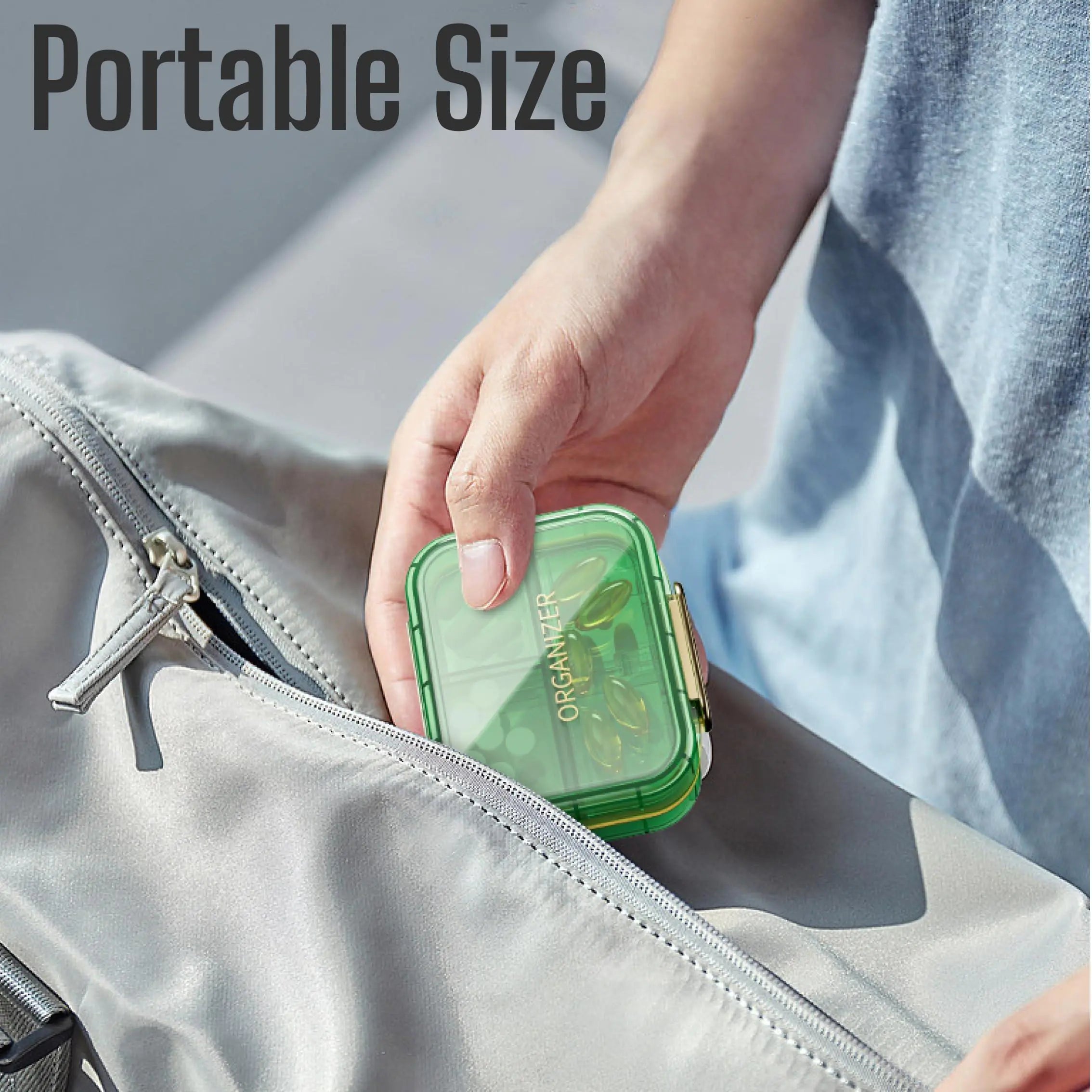 Weekly Pill Organizer – 7 Compartments (Green)